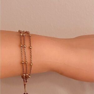 925 Italian TRENDY Rose Gold Multi Strand Etched Slide Ball Bracelet NEW FIRM